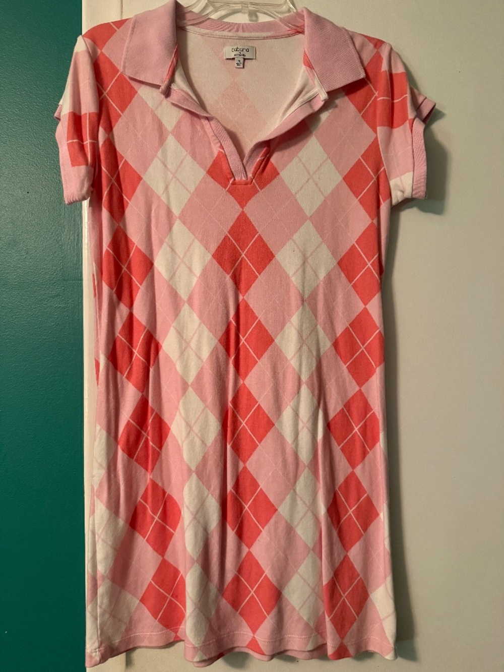 Cabana by Crown & Ivy Pink Argyle Mini Dress Y2K